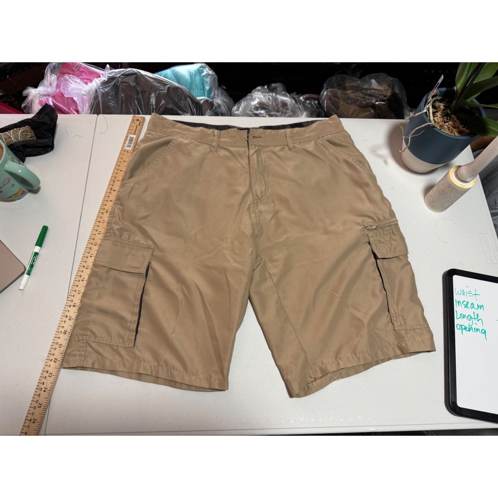 Burnside Cargo Shorts Mens 36 Tan Khaki Utility Casual Skate Outdoor k